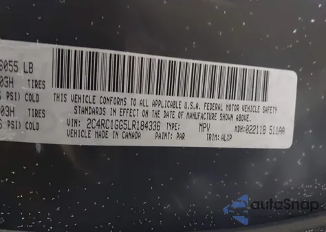 2020 Chrysler Pacifica Limited z USA, uszkodzony, nr VIN 2C4RC1GG5LR184336